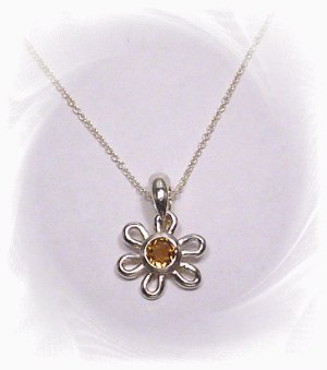 Sterling Silver Citrine Necklace and Pendant