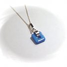 Artisian Handcrafted Sterling Silver Blue Coral Pendant Necklace
