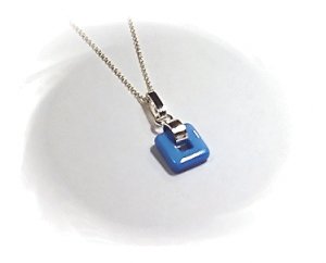 Artisian Handcrafted Sterling Silver Blue Coral Pendant Necklace