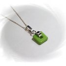 Artisian Handcrafted Sterling Silver Green Coral Pendant Necklace