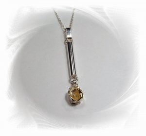 Artisian Handcrafted Sterling Silver Long Pendant With Rose Deco
