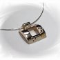 Artisian Handcrafted Sterling Silver Pendant with 14K Gold Accent Deco on Sterling Omega Necklace