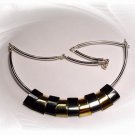 Artisian Handcrafted Sterling Silver Egyptian Style Necklace With Gold Deco