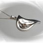 Artisian Handcrafted Sterling Silver Leaf Pendant Necklace With Gold Rose Deco