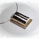 Artisian Handcrafted Sterling Silver Necklace Pendant With 14K Gold Accent Deco