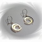 Artisian Handcrafted Designer Sterling Silver Circle Drop Earrings With 14K Gold Accent