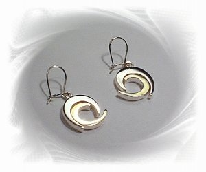 Artisian Handcrafted Designer Sterling Silver Circle Drop Earrings With 14K Gold Accent