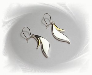 Artisian Handcrafted Designer Sterling Silver Two Tone Drop Dangle Earrings