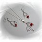 Artisian Handcrafted Designer Sterling Silver Red Coral Earrings and Pendant