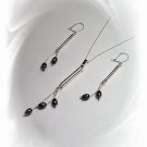 Artisian Handcrafted Designer Sterling Silver Glass Coral Earrings and Pendant Set