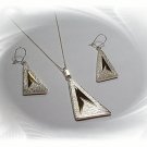 Artisian Handcrafted Designer Sterling Silver Triangle Earrings and Pendant Set