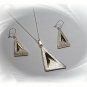 Artisian Handcrafted Designer Sterling Silver Triangle Earrings and Pendant Set