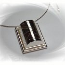 Artisian Handcrafted Sterling Silver Rectangle Pendant With Omega Necklace