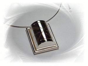 Artisian Handcrafted Sterling Silver Rectangle Pendant With Omega Necklace