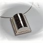 Artisian Handcrafted Sterling Silver Rectangle Pendant With Omega Necklace