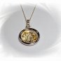 Artisian Handcrafted Sterling Silver Round Pendant With 14k Gold Deco