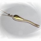 Artisian Handcrafted Sterling Silver Stick Dangle Pendant With Gold Deco
