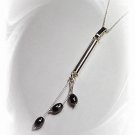 Artisian Handcrafted Sterling Silver Black Coral Pendant Necklace