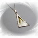 Artisian Handcrafted Sterling Silver Triangle Pendant With 14K Gold Deco