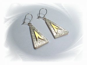10 pairs of Sterling Silver Large Triangle Dangle Earrings With 14k Gold Deco, Wholesale
