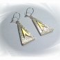 10 pairs of Sterling Silver Large Triangle Dangle Earrings With 14k Gold Deco, Wholesale
