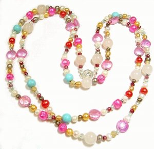 Artisian Handcrafted Designer Multi Color Freshwater Pearl Necklace