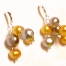 Artisian Handcrafted Designer Silver and Gold Freshwater Pearl Earrings