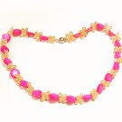 Artisian Handcrafted Designer Pink Shell and Golden Pearl Necklace With Sterling Silver Clasp