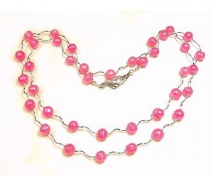 Artisian Handcrafted Designer Sterling Silver and Pink Freshwater Pearl Necklace