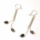 Artisian Handcrafted Designer Sterling Silver Black Coral Dangle Earrings