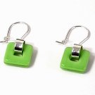 Artisian Handcrafted Designer Sterling Silver Green Dangle Earrings