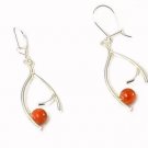 Artisian Handcrafted Designer Sterling Silver Red Coral Dangle Earrings