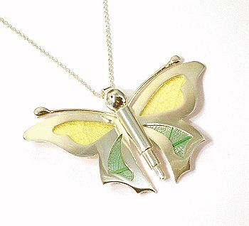 Artisian Handcrafted Sterling Silver Butterfly Pendant with Accent Decorations