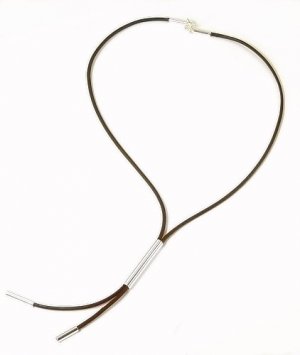 Artisian Handcrafted Sterling Silver Black Lariat Cord Necklace