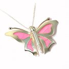 Artisian Handcrafted Sterling Silver Pink Butterfly Pendant