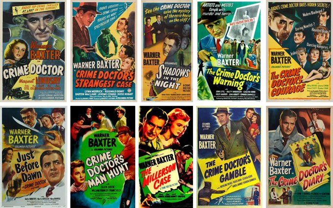 CRIME DOCTOR FILM COLLECTION - 5 DVD-R - 10 MOVIES - with Warner Baxter