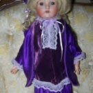 Plum Velvet and Satin Antique Doll Dress