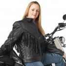 Diamond Plate™ Ladies' Solid Genuine Leather Motorcycle Jacket