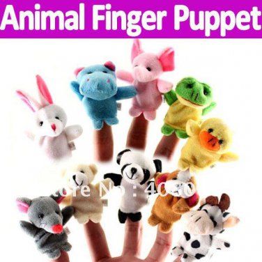 Animal Finger Puppet Free shipping 10pcs/lot plush toy role play learing toy