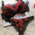 Sexy Push Up Lace Bra and Thong Sets Women Underwear Sets RED BLACK 36C
