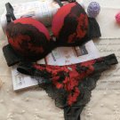 Sexy Push Up Lace Bra and Thong Sets Women Underwear Sets RED BLACK 38C