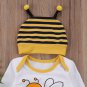 Cute Newborn Toddler Infant Baby Girls Boy Stripes Top Romper Pants Hat 3Pcs Bee Outfits Cute Set