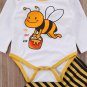 Cute Newborn Toddler Infant Baby Girls Boy Stripes Top Romper Pants Hat 3Pcs Bee Outfits Cute Set