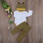 Cute Newborn Toddler Infant Baby Girls Boy Stripes Top Romper Pants Hat 3Pcs Bee Outfits Cute Set