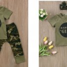 Cute Boys Girls Clothes short sleeve top round neck T-shirts camouflage Pants