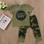 Cute Boys Girls Clothes short sleeve top round neck T-shirts camouflage Pants