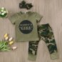 Cute Boys Girls Clothes short sleeve top round neck T-shirts camouflage Pants