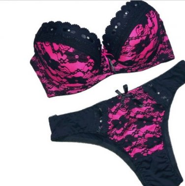 women sexy brief bra Sets plus sizes Embroidery women Underwear panty set rose