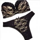 women sexy brief bra Sets plus sizes Embroidery women Underwear panty set beige