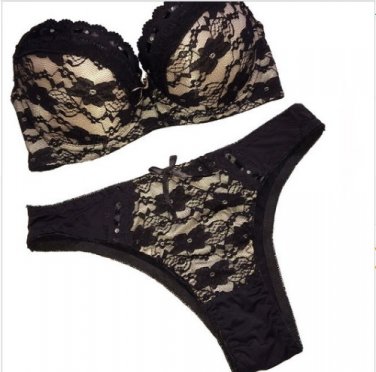 women sexy brief bra Sets plus sizes Embroidery women Underwear panty set beige